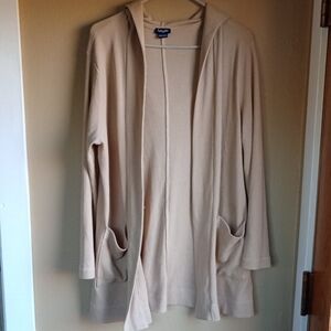 Splendid Waffle Knit Open Front Cozy Lounge Wear Style Cardigan Tan Size L